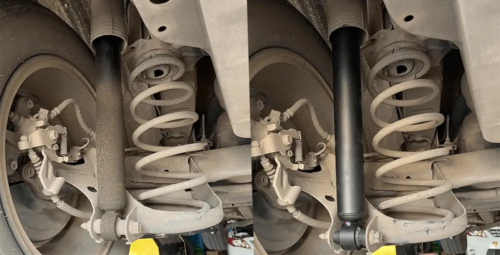 Comparison of new vs old shock absorbers: visual difference in performance and wear